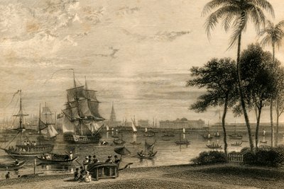 Calcutta, fra Garden house reach, 1835. af William Daniell