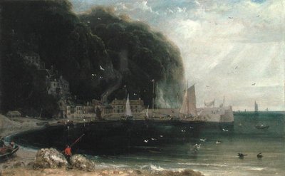Clovelly i Bristol-kanalen, ca. 1813 (olie på lærred) af William Daniell