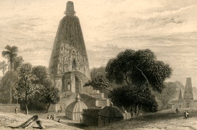 Det store tempel i Bode Gyah, 1835. af William Daniell