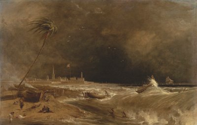 Madras, eller Fort St. George, i den Bengalske Bugt -- A Squall Passing Off [1833, Royal Academy of Arts, London, udstillingskatalog] af William Daniell