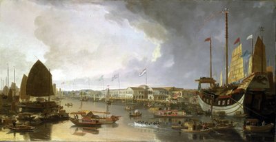Oversigt over europæiske fabrikker i Canton (Kina) med beskrivelser af sejlads på Guangdong-floden (eller Perlefloden) og et bredt udvalg af både af William Daniell