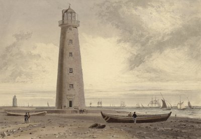 Orford Ness Lighthouses, Suffolk (akvatint) af William Daniell