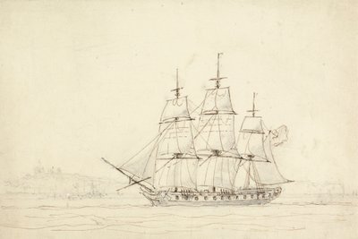 Tre mastede skib af William Daniell