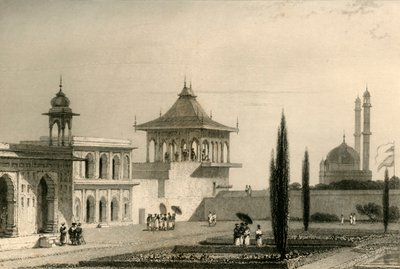 Udsigt i slottets have, Lucnon, 1835. af William Daniell
