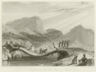 Udsigt over en bro over Ba-Fing af William Daniell