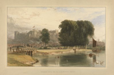 Windsor Castle fra nær Brocas Meadows af William Daniell