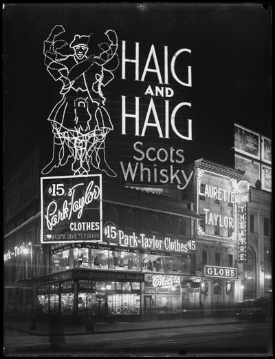 Oplyst skilt for Haig og Haig Whisky, New York City, 6. januar 1917 af William Davis Hassler