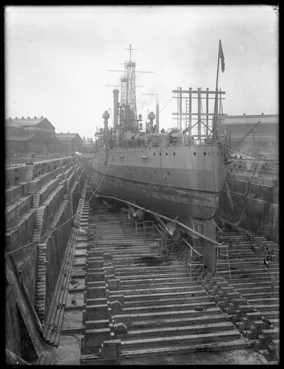 U.S.S. Utah i tørdok ved Brooklyn Navy Yard, ca. 1912 af William Davis Hassler