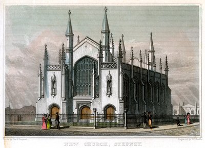 New Church, Stepney, London, 1828. af William Deeble