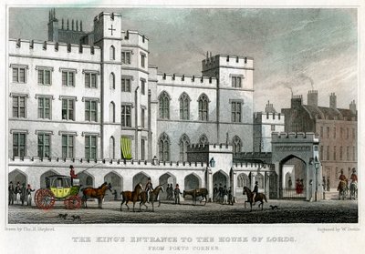 Kings indgang til House of Lords, Palace of Westminster, London, 1829. af William Deeble