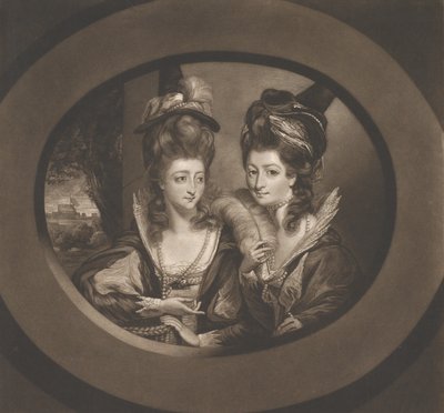 Mrs. Gwyn & Mrs. Bunbury i Characters of The Merry Wives of Windsor, 1780.. af William Dickinson