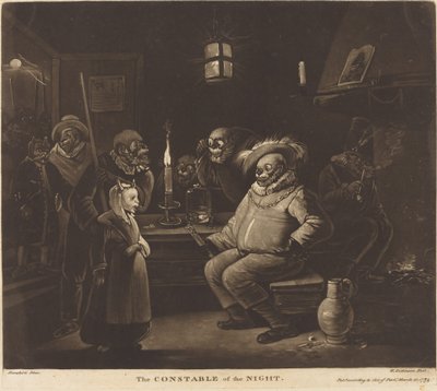 Nattens konstabel af William Dickinson after Egbert van Heemskerck
