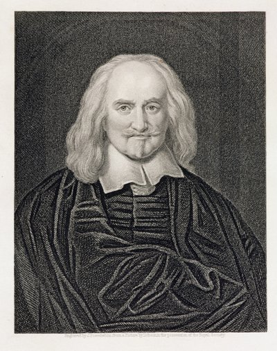 Portræt af Thomas Hobbes (1588-1679), graveret af James Posselwhite (1798-1884) udgivet af William Mackenzie. af William Dobson