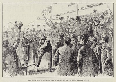 Lord Derby skærer den første turf af St Helens og Wigan Railway, 28. januar af William Douglas Almond