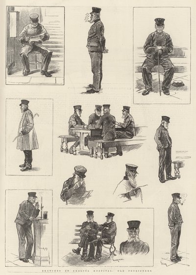 Skitser på Chelsea Hospital, Old Pensioners af William Douglas Almond