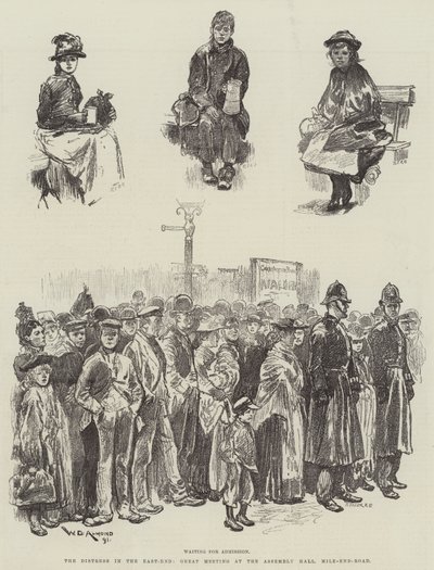Nøden i East-End, stort møde i forsamlingshuset, Mile-End-Road af William Douglas Almond