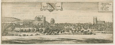 Tamworth - Panorama: gravering og [17. århundrede] af William Dugdale