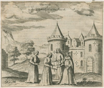 Tamworth Castle - Vinduesglas: gravering og [?17. århundrede] (tryk) af William Dugdale