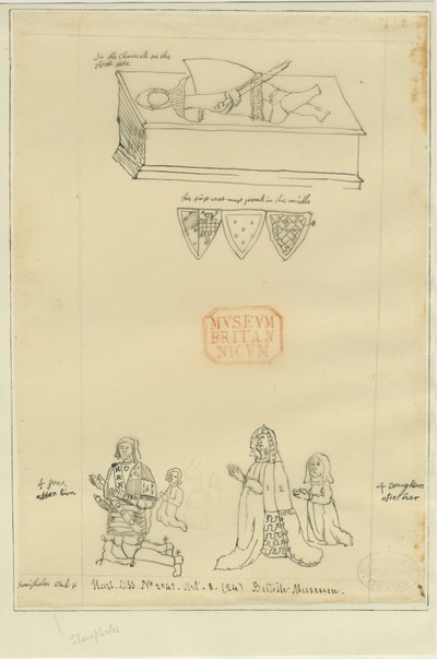 Tamworth Church - Tomb: sporing i blæk, og [?17. århundrede] (tegning) af William Dugdale