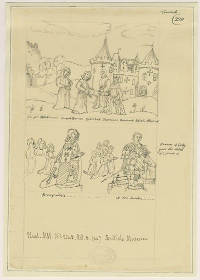 Tamworth Church - Vinduesglas: tegning i blæk, og [?17. århundrede] (tegning) af William Dugdale