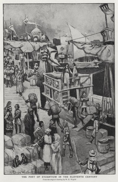 Byzans havn i det ellevte århundrede (litho) af William Edward (after) Wigfull