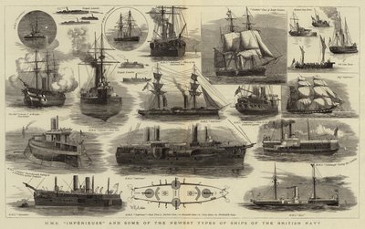 H M S Imperieuse og nogle af de nyeste typer af skibe fra den britiske flåde af William Edward Atkins