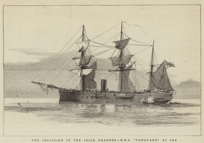Kollisionen i den irske kanal, HMS Vanguard at Sea af William Edward Atkins