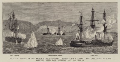 Søkampen i Stillehavet, forlovelsen mellem HMS Shah og Amethyst og den peruvianske oprører Ram Huascar ud for Ilo, 29. maj af William Edward Atkins