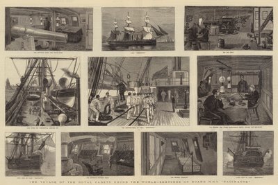 De kongelige kadetters rejse rundt om jorden, skitser om bord på HMS Bacchante af William Edward Atkins