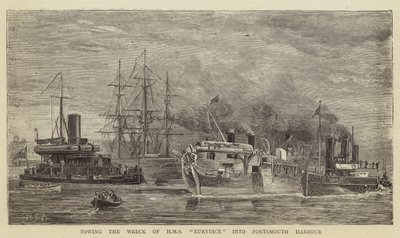 Slæbning af vraget af HMS Eurydice ind i Portsmouth Havn af William Edward Atkins