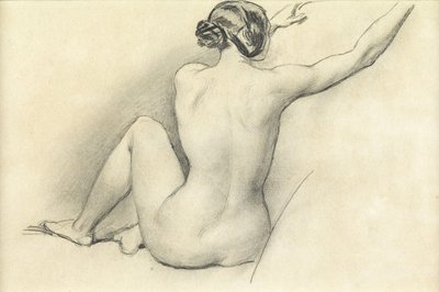 Siddende nøgen (blyant på papir) af William Edward Frost