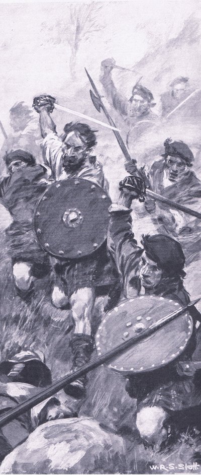 The Highlanders at the Battle of Killiecrankie, illustration fra British Battles on Land and Sea, 1915 af William Edward Stott