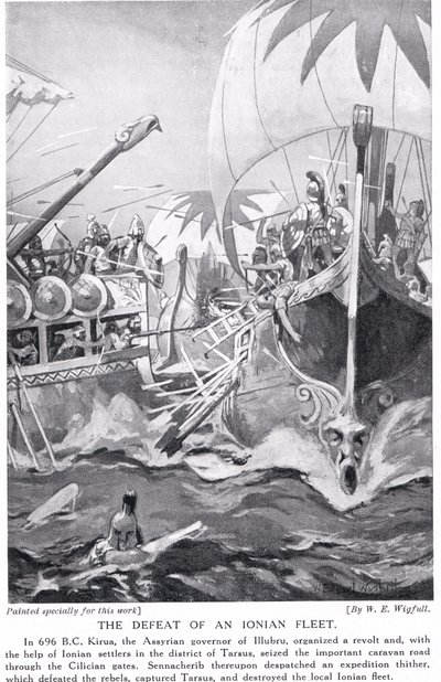 Nederlaget for en jonisk flåde, illustration fra "Hutchinson