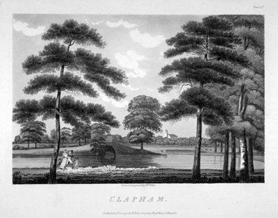 Udsigt over Clapham, London, 1792 af William Ellis