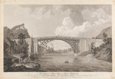 Udsigt over Cast Iron Bridge nær Coalbrookdale af William Ellis