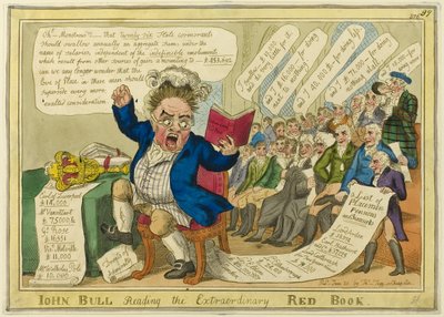 John Bull læser den ekstraordinære røde bog af William Elmes