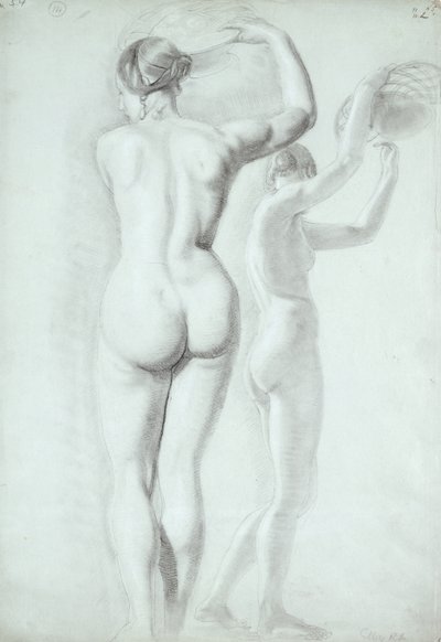 Figurstudier (blyant på papir) af William Etty