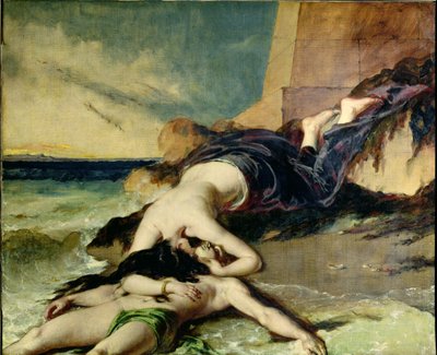 Hero og Leander (olie på lærred) af William Etty
