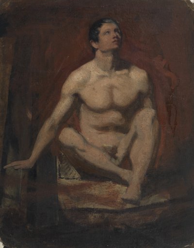 Siddende mand nøgen, set forfra af William Etty