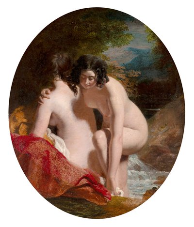 Kvinder i bad (olie på panel) af William Etty