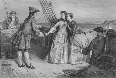 Minna tager pistolen fra Bunce for at forsvare sig selv og sin søster (gravering) af William Ewart Lockart