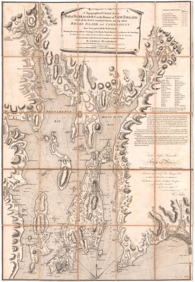 Blaskewitzin Rhode Islandin topografinen kartta af William Faden
