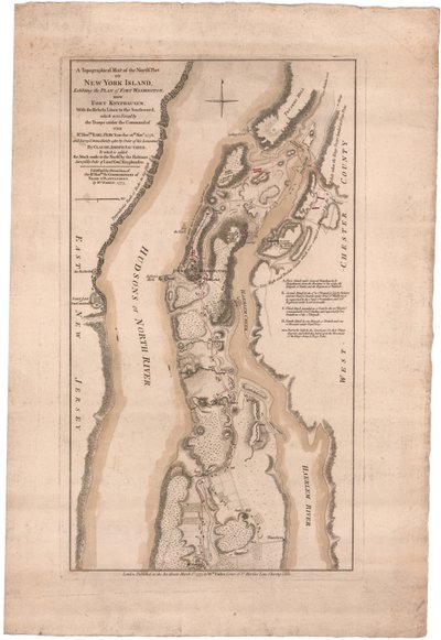 Et topografisk kort over den nordlige del af New York Island af Sauthier af William Faden