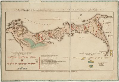 En plan over de britiske styrkers operationer i Egypten fra landgangen i Aboukir-bugten den 8. marts til slaget ved Alexandria den 21. marts inklusive. af William Faden