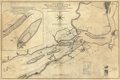 Delaware-flodens løb fra Philadelphia til Chester af William Faden