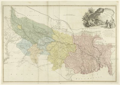 Kort over Ganges-flodens afvandingsområde af William Faden