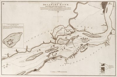 Delaware-flodens forløb fra Philadelphia til Chester, Nordamerika af William Faden