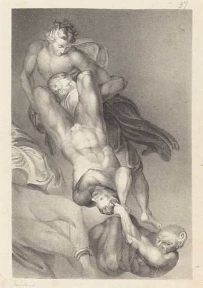 En del af den sidste dom fra Michael Angelo af William Fairland after John Flaxman