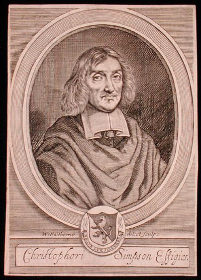 Portræt af Christopher Simpson (ca. 1605-69) (gravering) af William Faithorne