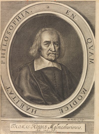 Portræt af Thomas Hobbes 1588-1679, 1642. af William Faithorne the Elder